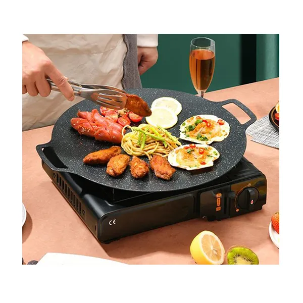 (GRILLDISH005) New Grilling Dish Nonstick Induction Cooker Gas Stove Round  Thin Plate For Outdoor Camping Kitchen Bakeware Barbecue 30cm Pan