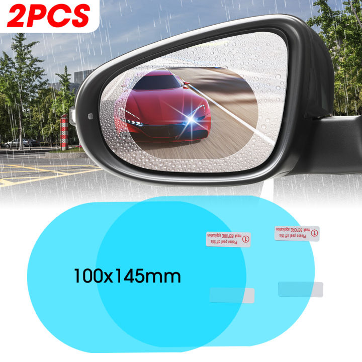 2Pcs Car Rearview Mirror AntiFog Film Antiglare Waterproof Rainproof