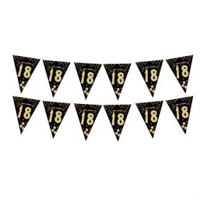 Black Gold Triangular Pennant Birthday Party Hanging Ornament for Adult Teen Birthday Celebration Birthday Party Supply