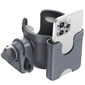 Guiseapue Stroller Cup Holder with Phone Holder Bottle Holder for Wheelchair Walker Bike Stroller Accessories for Uppababy Nuna Doona Gifts for Her Him Kids
