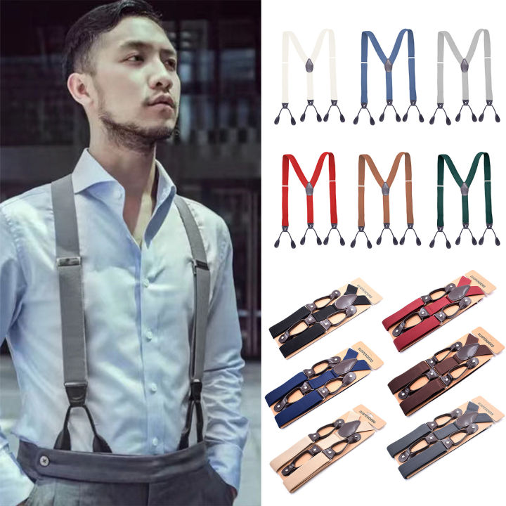 Men Suspender with Button Closure Non-slip Design Adjustable