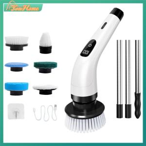 【Fast Delivery】Battery-Powered Spin Scrubber with Extendable Handle and 2 Speeds for Easy Kitchen and Bathroom Cleaning【Arrive 1-3 Days】