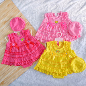 I LOVE MM Stelan Baby Bayi Perempuan 0-6 Bulan Topi Celana Dalam Baju Dress 1 Stel Murah Meriah