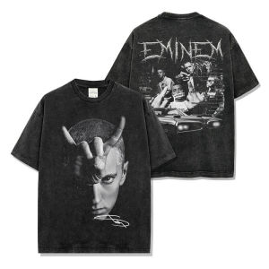 100% Cotton Retro Washed T-shirt Oversized 200gsm Breathable & Soft Eminem Purong Cotton Tee .C
