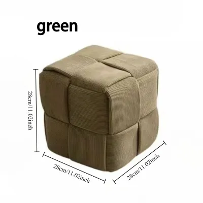 Square Upholstered Ottoman Stool Multifunctional Shoe Changing Stool Creative Wood Footrest Foot Stool Household Indoor Furniture Chair