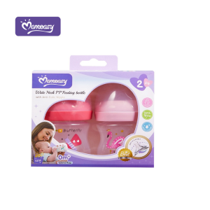 Momeasy ขวดนมคอกว้างพิเศษ 4oz (แพ็ค 2) จุกนม Anti-Colic สำหรับโคลิคสำหรับเด็กแรกเกิด 0m+ BPA Free