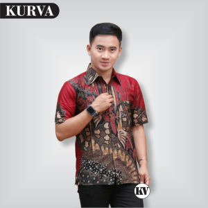 Kemeja batik pria lengan pendek modern motif mewah khas pekalongan pakaian atasan kerja kantor kekinian