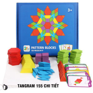 Bộ tangram xếp hình Pattern Block Montessori 155 chi tiết cho bé sáng tạo hơn thông minh hơn