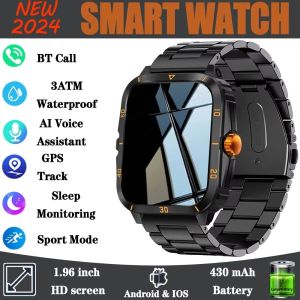 2025 New HW Men Smart Watch  1.96 Inch 3ATM Waterproof GPS Motion trajectory Bluetooth Call Sport Health monitoring Smartwatch Men Women