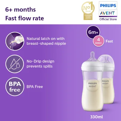 [New] Philips Avent Natural Response Baby Bottle 3m+ (11oz/330ml x 2 bottles) SCY906/02