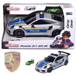 Majorette Porsche 911 GT3 RS Police Carry Case รถตำรวจทรงพอร์ช กล่องเก็บรถของเล่น มีไฟและเสียง + รถโมเดล 1 คัน 956 #