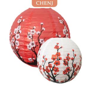 [COD] CHENJ 30 35cm Plum Blossom Round Paper Lantern Lamp Shade Chinese Antique Paper Lantern New Year Paper Lampshade Home Decor