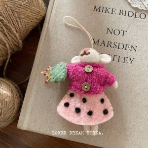 Nepal handmade wool felt cute and colorful bunny pop-up bag charm keychain pendant
