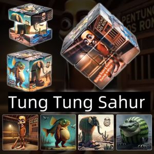 YOUSHI TOP Steve Alex Evoker Tung Sahur Cube Interaction Toy 3×3 Speed Classic Puzzle Cube Educational Cartoon Tung Tung Sahur Toy Birthday Gift