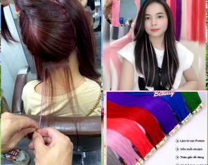 TÓC LIGHT DÁN BABY TẠI NHÀ  MÀU HỒNG ( chơi bền 2 tháng - uốn là thỏa mái)