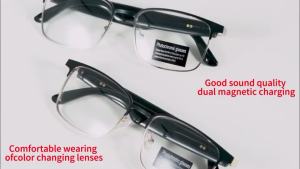 แว่นตาอัจฉริยะแบบเปิดหู เลนส์เปลี่ยนสีอัตโนมัติ แว่นกันแดดโพลาไรซ์ บลูทูธ ผู้ช่วยเสียง ไมโครโฟน ลำโพงสำหรับผู้ชายและผู้หญิง