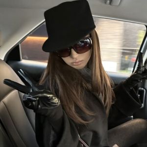 CHLOCH 100% Wool Top Hat for Women Adjustable Warm Wool Hat Fashion Retro Equestrian Hat Autumn Winter