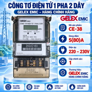 Công tơ điện tử 1 pha 2 dây 1 điện lực Emiccông tơ điện 1 pha