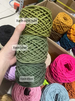 Bó 10 mét dây dệt tim cotton có lõi làm handmade macrame