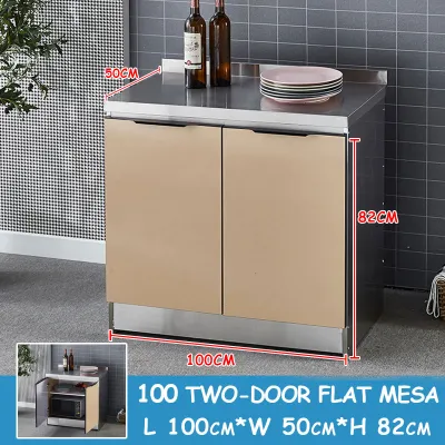 ✨ Ready Stock！Gold Stainless Steel Kitchen Cabinet 🏠 Kabinet Dapur Emas Industrial Heavy Duty with Sink & Stove 🔥 Lengkap