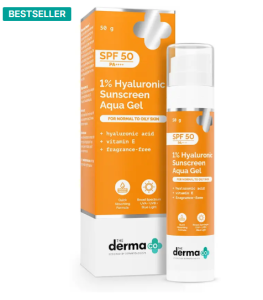 The Derma Co Sunscreen - SPF 50 PA++++ 1% Hyaluronic Sunscreen Aqua Ultra Light Gel with SPF 50 PA++++---50g