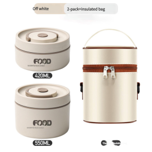 LILIER 316 Stainless Steel Insulated Lunch Box Microwave Heated Student Portable Soup Bowl Bag Airtightet