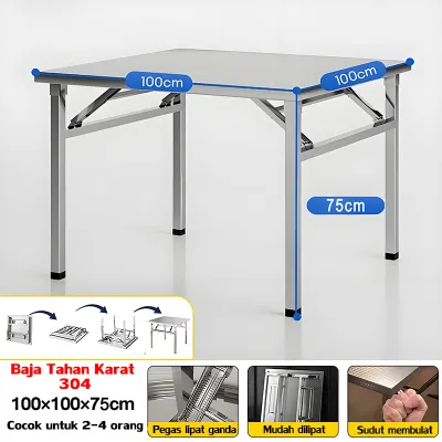 [COD]Meja Lipat Stainless Meja Lipat Portable Meja Lipat Makan Stainless Meja Pelatihan Serbaguna Meja Bar Dapur Lipat Meja Belajar Lipat
