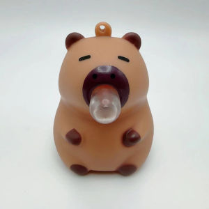 Capybara Squeeze Toy Keychain Blowing Bubble Cute Plush Doll Bag Pendant Portable Hand Play Toy For Bag Decoration