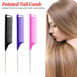 BAIXL Stainless Steel Hairdressing Anti-static Straight Hair Tail Comb Styling Tool Pin Tail Combs Hair Brush