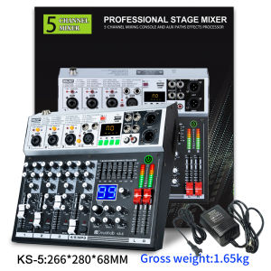 Deuahub KS-5/7 Professional Audio Mixer 5/7 Channel Mixer Built-In EQ/Recording Suport bluetooth USB MP3