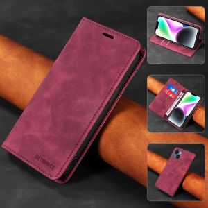 Matte Flip Case for iPhone 16 15 14 13 12 11 Pro Plus Max Simple Leather Wallet Magnetic Stand Card Holder Phone Cover