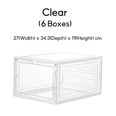 SET OF 4/6 | Big Capacity Stackable Magnetic Front Drop Opening Shoes Sneakers Storage Shoe Box