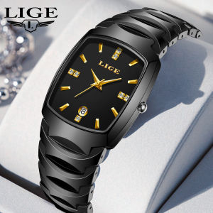 LIGE Fashion Watch Women Ceramic Strap Calendar Watch Waterproof Quartz Watch for Couples + Box