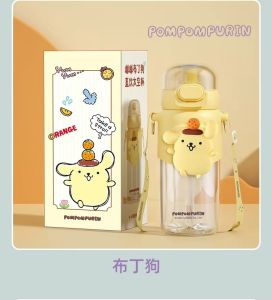 (SG Seller) Sanrio Kuromi My Melody Cinnamoroll Purin Children Water Bottle 600ml Tritan Girls Water Bottle Student Straw Cup Kids Water Bottle Gift