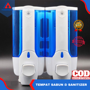 Tempat Sabun Cair Serbaguna / Tempat Sabun Cair 2 Tabung /Tempat Sanitizer Otomatis / Dispenser Sabun Double Bisa COD