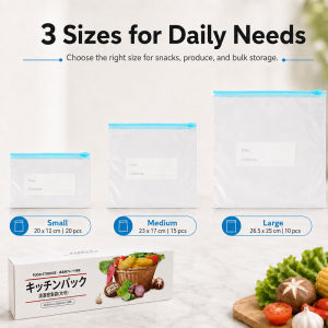 Pelise Fresh Keeping Bags with Zipper Reusable Food Storage Container Kitchen Refrigerator Organizer