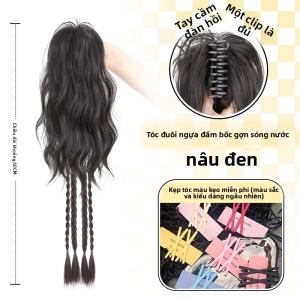 JUZITING Tóc Giả Đuôi Ngựa Tự Nhiên với Sóng Nước và Dây Thắt