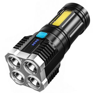 4 Core LED Flashlights Outdoor Power Spotlight Rechargeable Super Bright Camping COB Side Light Fishing Torch Light 手电筒