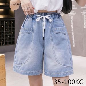 PKOGF Korean Style Women Jeans Shorts Plus Size Casual Loose Ladies Denim Shorts Oversize Fashion Summer Shorts