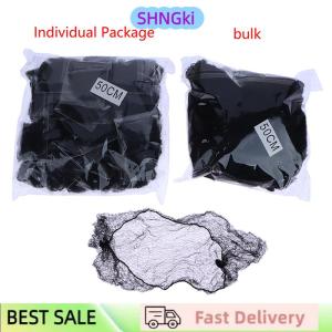 SHNGki 50Pcs Hair Net Black Elastic Bundle Hair Invisible Hairnet Mesh Bun Hair Net 30 50 60CM Hair Accessories