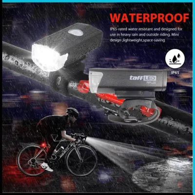 Lampu Depan Sepeda LED USB Rechargeable 800mAh 300 Lumens - RPL25 / Lampu Sepeda Depan Led Super Terang Kedap Kedip Di Cas Plus Klakson / Senter Depan Sepeda Led Anti Air Belakang 1 Set Murah Terbaik