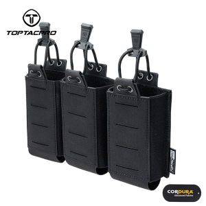 TOPTACPRO Tactical Triple Mag Pouch for 556 Mag MOLLE Lightweight with High Quality Elastic Cloth Tactical Mag Holder 8528