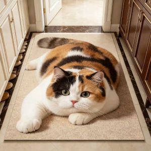 HETU070703. Diatomaceous Earth 3D Cat Floor Mat 40×60CM 50×80CM 60×90CM Realistic Bedroom Door Rug Cute Non-slip Bathroom Carpet Home Decor
