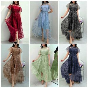 DRESS SIELLA BRUKAT Dress Natal Mewah Terbaru Fashion Wanita Kekinian Dress Kondangan Termurah Bisa COD