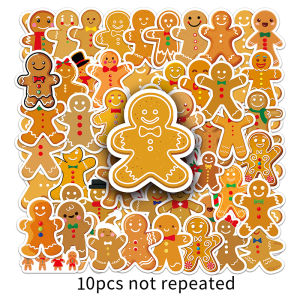 50PCS Christmas Gingerbread Man Sticker Cartoon Creative Cute Graffiti Waterproof Decorative Laptop Water Cup Luggage Mobile Phone Vinyl Sticker