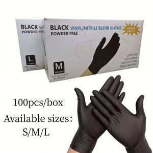 100pcs / box black clean food grade gloves black gloves for cooking disposable Tattoo gloves Sterile food contact hand gloves