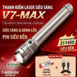 Đèn Pin Cầm Tay Siêu Sáng V7 MAX Thiết Kế Full Kim Loại Led XPG Choá TIR Sáng 3000lumen Tích Hợp Sạc Type-C