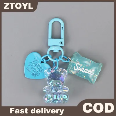 ZTOYL Phim Hoạt Hình Bling Tim Gấu Động Vật Kẹo Keychain Vòng Chìa Khóa Cho Những Người Bạn Những Người Yêu Thích Dễ Thương Sáng Tạo Túi Xe Tai Nghe Hộp Phụ Kiện Chính