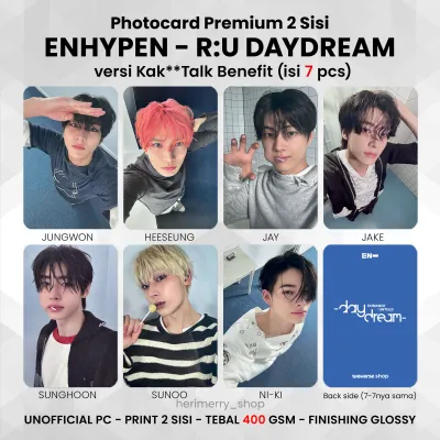 (ISI 6-7 PCS) Photocard ENHYPEN RU DAYDREAM - PC 2 SISI KPOP Premium fotocard Merch Unofficial Enha Engene Romance Untold