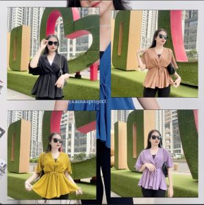 Qyara Store Fashion Wanita Blouse Cessie Crinkle Ukuran MLXL Jumbo Kekinian Atasan Blouse Wanita Cessie Bahan Crinkle Airflow Terlaris Cessie Blouse Wanita Crinkle Airflow Terbaru